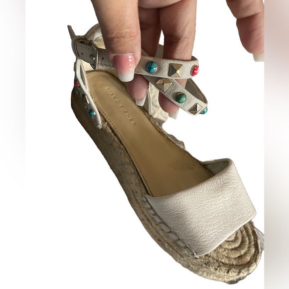 Marc Fisher Vajen Studded Ankle Strap Espadrilles Platform Sandals - Picture 3 of 11